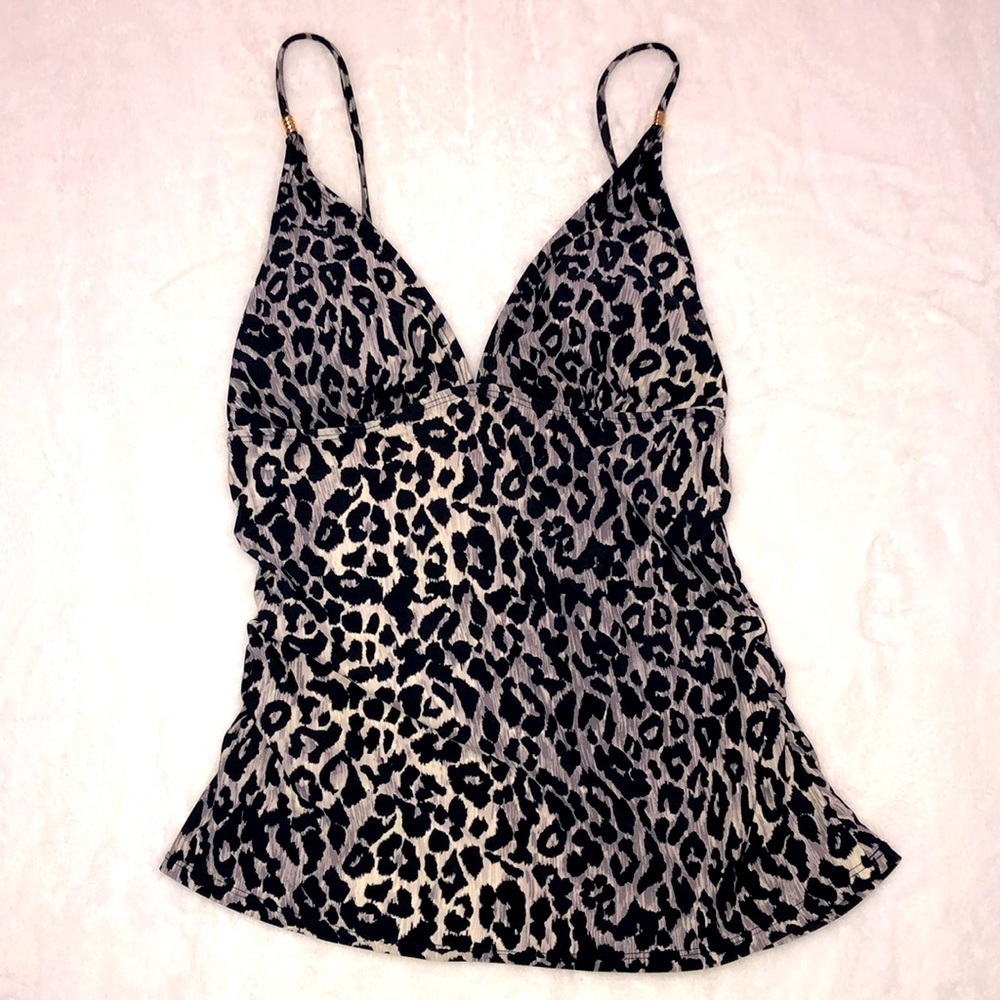 Jaclyn Smith Swim Tankini Size 8 ruching on sides Cute and Stylish Gold